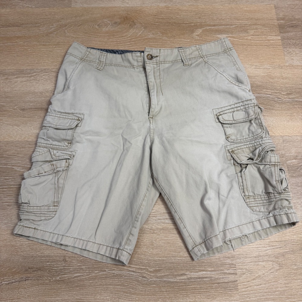 Ocean Pacific Mens Cargo Shorts Wheat Tan Cotton Multi-Pocket Size 36 OM12Y004
